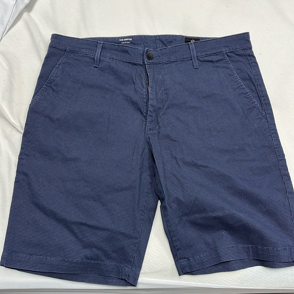 AG Griffin relaxed short blue and black checkered shorts